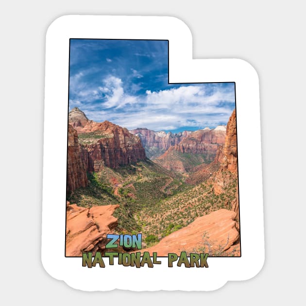 Utah State Outline (Zion National Park) Sticker by gorff